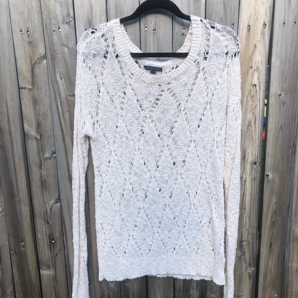 American Eagle Cream Knit Cardigan